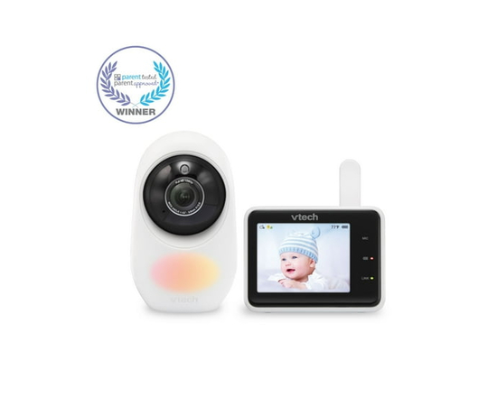 VTech RM2751 Moniteur vidéo 1080p Wi-Fi intelligent avec visionneuse portable ultra-profilé avec écran de 2,8 po, veilleuse, (blanc)