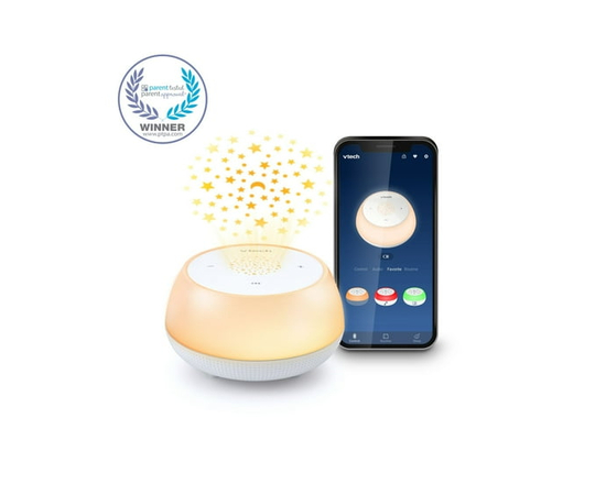 VTech BC8213 V-Hush Junior Sleep Training Soother Portable Bluetooth Speaker includes a Professional Sleep Training Program, Colorful One-Touch Night 