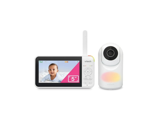 VTech VM5267 Monieur de bébé vidéo de 5 po avec panoramique et inclinaison, veilleuse - blanc