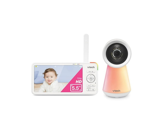 VTech RM6756HD Moniteur vidéo Wi-Fi à distance pour chambre de bébé avec écran 720p haute définition de 5,5 pouces, vision nocturne en couleur et veil