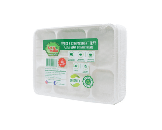 Verka Green Line 6 Compartment Tray, 40 Units