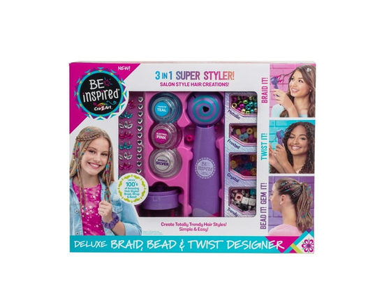 Cra-Z-Art Be Inspired 3-in-1 Deluxe Braid, Bead & Twist Hair Designer Salon, Hair Crafts, 8+. Great Gift for any occasion.
