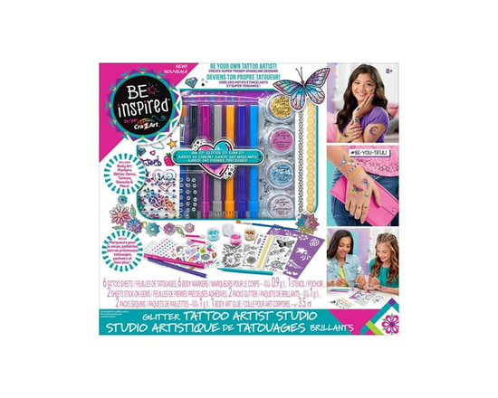Be Inspired Glitter Tattoo Artist Studio Ages 8+. Great March Break Activity