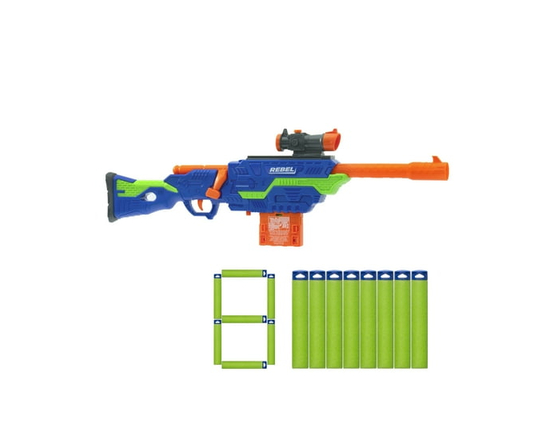 Adventure Force Rebel Foam Dart Blaster Set, Bolt-Action Clip-Fed Design, 1 Blaster with 8 Accu-Blast Darts, Clip and Detachable Scope, Compatible wit