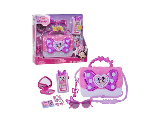 Coffret sac à main Minnie Mouse de Disney Junior, 7 accessoires, effets sonores et lumineux, jeux d’imitation et déguisements, jouets pour enfants de
