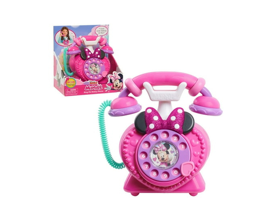 Disney Junior Minnie Mouse Ring Me Rotary Phone with Lights and Sounds, Pretend Play Phone for Kids