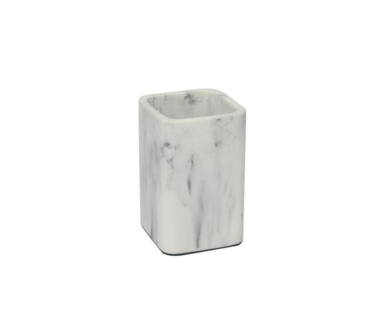 Gobelet hometrends en faux marbre blanc, gobelet en grès, 1 gobelet réutilisable pour rincer à l'eau, utilisation dans la salle de bain