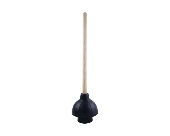 Master Plumber 6" Force Cup Plunger-18"WOODEN HANDLE In Black