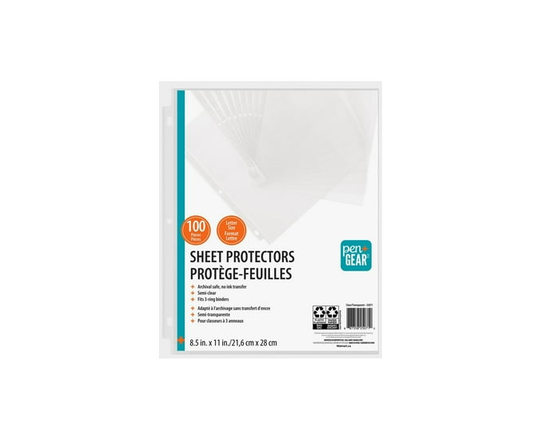PEN+GEAR STANDARD SHEET PROTECTORS 100 Count