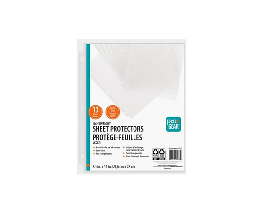 PEN+GEAR LIGHT WEIGHT SHEET PROTECTORS, 10 Count