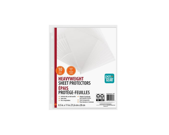 PEN+GEAR HEAVY WEIGHT SHEET PROTECTORS, 10 Count