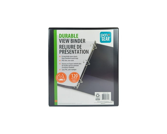 PEN+GEAR 1/2" DURABLE VIEW BINDER, Slant D-Ring, BLACK