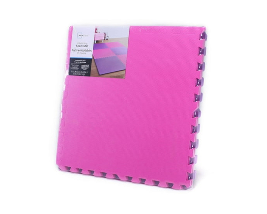 Mainstays Interlocking Foam Mat,100% EVA - 24.4*24.4*0.47 (Pink/Purple)