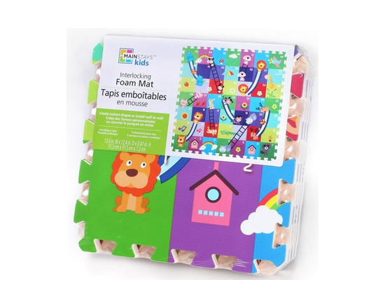 Mainstays Kids Interlocking Foam Play Mat, 9 Tiles 12.4"x12.4" EVA Floor Mat - 12.4*12.4*0.47 in (PINK)