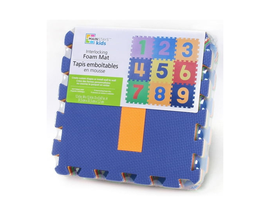 Mainstays Kids Interlocking Foam Play Mat, 9 Tiles 12.4"x12.4" EVA Floor Mat - 12.4*12.4*0.47 (Multi)