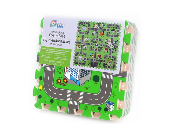 Mainstays Kids Interlocking Foam Play Mat, 9 Tiles 12.4"x12.4" EVA Floor Mat - 12.4*12.4*0.47 (GREEN)