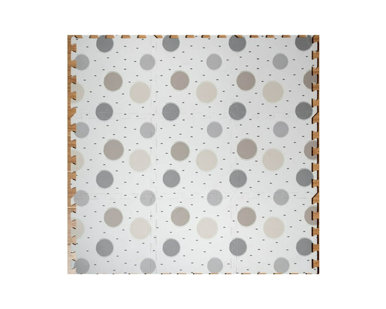 Mainstays Kids Interlocking Foam Play Mat, 0-6 Years, 9 Tiles 12.4'x12.4' EVA Floor Mat - 12.4*12.4*0.47 (White& Cappuccino)