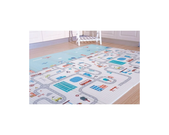 Mainstays Kids XPE Foam Foldable Mat - 4 ft. x 6 ft. (White&blue)