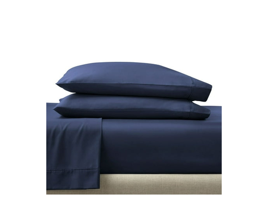 Better Homes & Gardens Ensemble de draps en satin de coton 300 fils, 4 pièces – Fleurs timides chaudes, Lit double (Crique Bleue)
