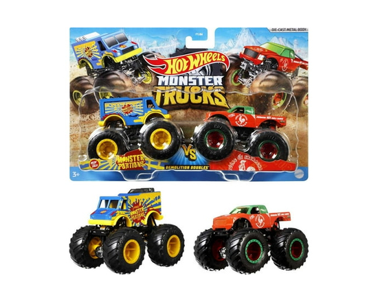 Hot Wheels Assorted Monster Trucks Demolition Doubles Coffret de 2 - Tel Que Spécifié