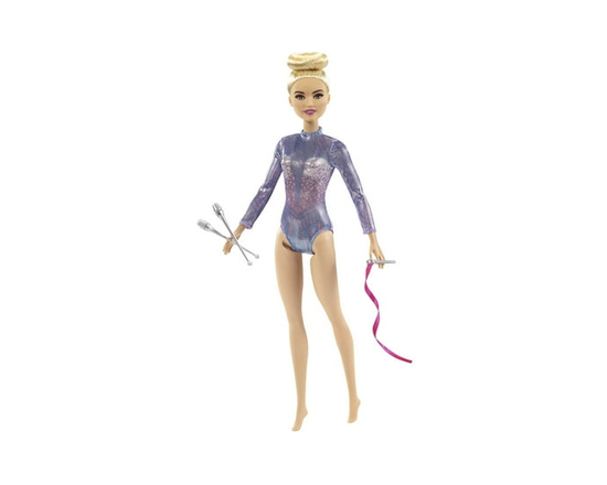 Barbie Rhythmic Gymnast Fashion Doll Dressed in Shimmery Leotard with Blonde Hair & Brown Eyes