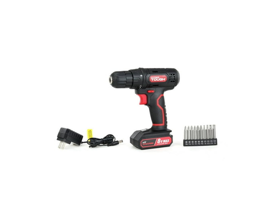 Hyper Tough 8V Max Cordless Drill, 3/8 inch Chuck, Non-Removable 1.5Ah Battery with Charger, Bit Holder & LED Light - Other