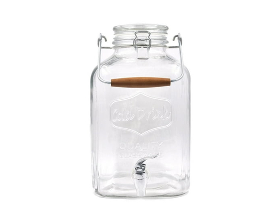 Home Trends Glass 2-Gallon Beverage Dispenser with Glass Clamp Lid