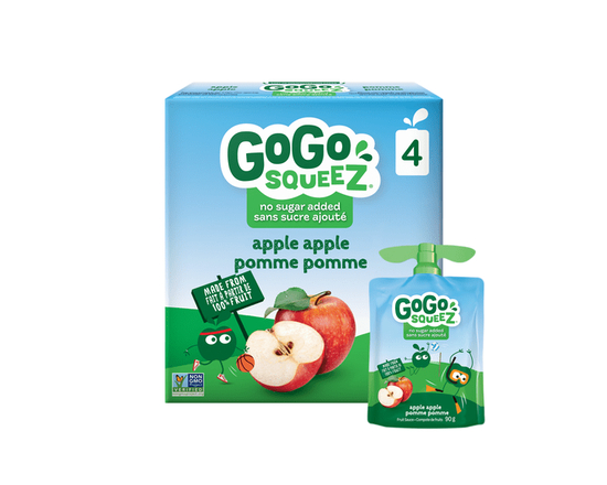 GoGo squeeZ Fruit Sauce, Apple Apple, No Sugar Added. 90g per pouch, 4 Pouches - 90g