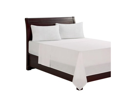 Drap plat en percale brossée 300 fils de Hometrends (Blanc)