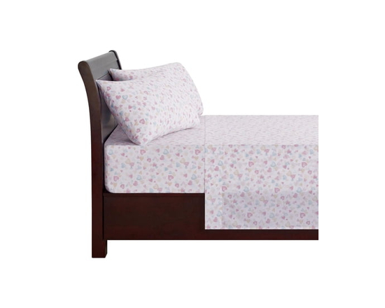 Ensemble de draps pour enfant 100 % coton Mainstays (Impression de coeurs heureux)