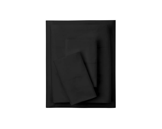 Mainstays 4-Piece 300 Thread Count Black- CVC Cotton Blend Bed Sheet Set, Twin (Adult) (Black)
