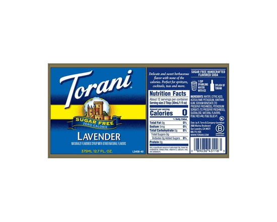 Torani Syrup, Sugar Free Lavender, 375ML - 375ML