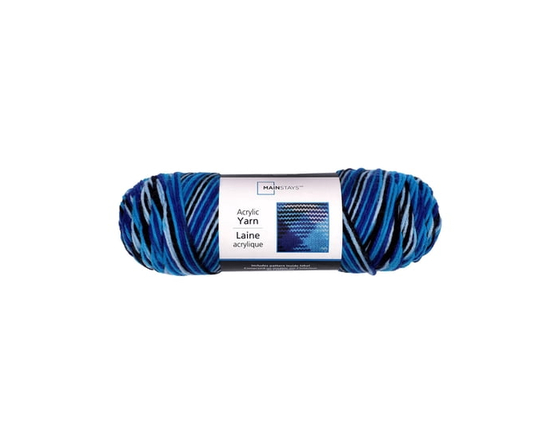 Laine Acrylique Mainstays Moyenne, Rayure latte, 5 oz 285 yards (Mélange bleu)