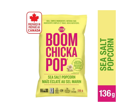 Angie’s BOOMCHICKAPOP® Ready-to-Eat, Gluten-Free, Non-GMO, Sea Salt Vegan Popcorn, 136g - 136 g