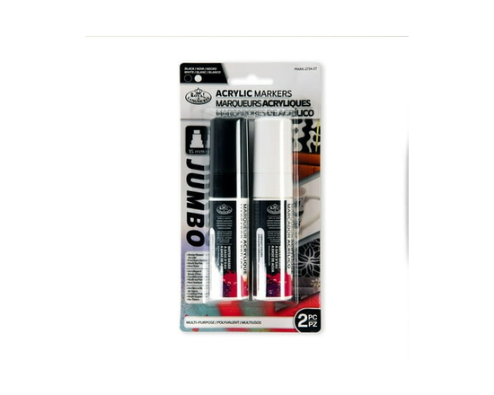 Royal & Langnickel Acrylic Painting Marker, 15mm, 2pc Black & White, 2 pack