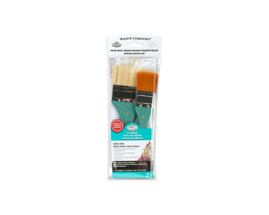 Royal & Langnickel - Flat All Media Painting Gold Taklon and Natural Bristle Art Brushes 2 pieces