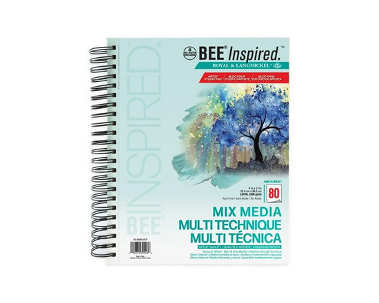 Bee Paper - Bee Inspired 9"x 12" Studio Mixed Media Paper Pad, 80 Sheets, 120lb. 200GSM BEE-90026S-80 - 9x12"