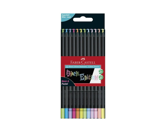 Faber-Castell Black Edition Neon Pastel Color Pencil 12CT