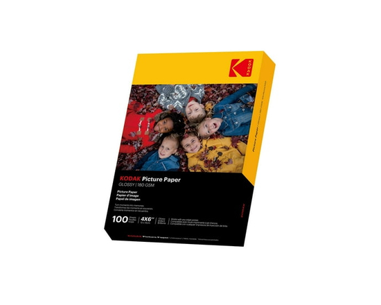Kodak Glossy Photo Paper, 4 in x 6 in, 180 gsm, 100 Sheets