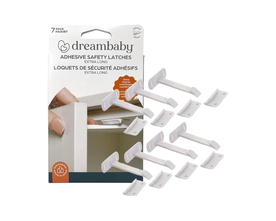 Dreambaby® Adhesive Safety Latches Extra Long Ages 0 Months + Recommended for Toddlers or Infants
