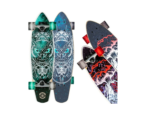 Madd Gear 28" Cruiser Skateboard for Kids, Teens & Adults – 8-Ply Maple Deck, 62 mm Wheels, 5" Aluminum Trucks – Assorted Designs Noche or Magma