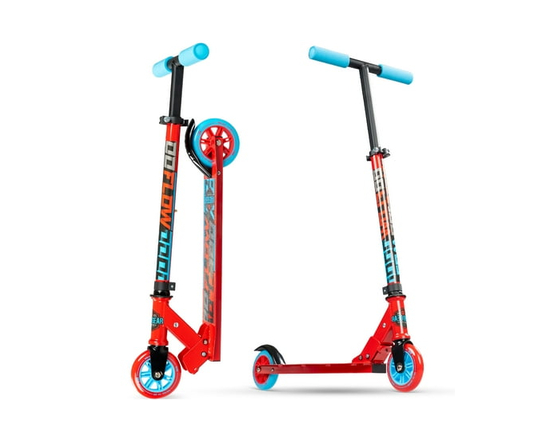 Folding Kick Scooter for Kids Ages 5–10 – Carve 100 – Lightweight Steel Frame, Adjustable Handlebar, Smooth 100 mm Wheels – Red – Madd Gear