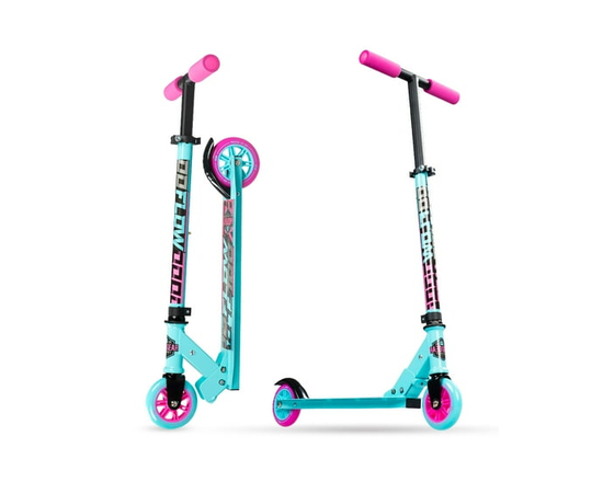 Folding Kick Scooter for Kids Ages 5–10 – Carve 100 – Lightweight Steel Frame, Adjustable Handlebar, Smooth 100 mm Wheels – Teal – Madd Gear