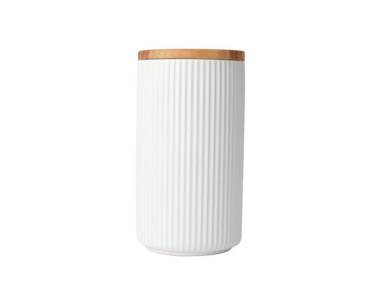 Anko Large White Ribbed Canister