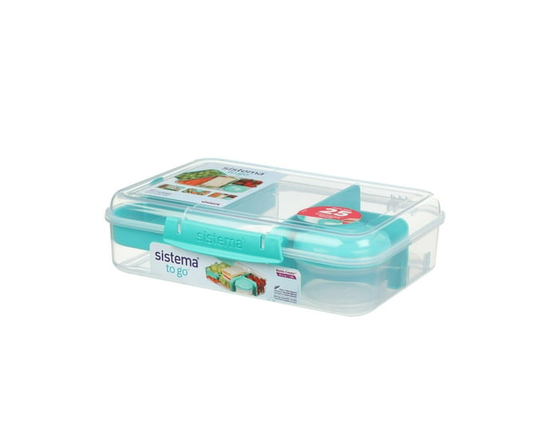 Sistema To Go Bento Box Create, Lunch Box with Compartments & Snack Container, 1.48 L, BPA-Free, Minty Teal