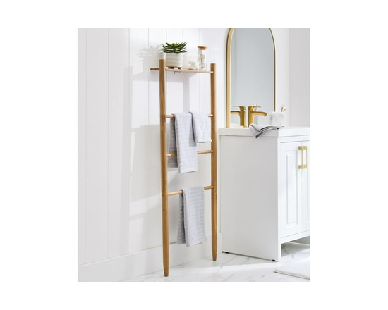 Better Homes & Gardens Light Honey Acacia Wood Towel and Linen Ladder - 51 in. H x 21.5 in. W x 10.7 in. D